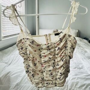 Floral Ruched Cropped Cami